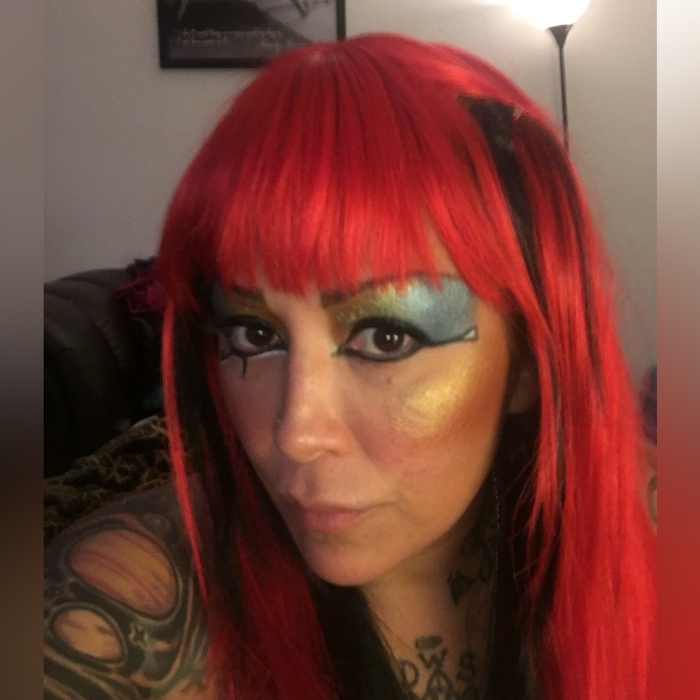 Red and Black Halloween wig